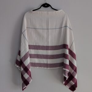 Lily Morgan Mommy & Me Plaid Poncho with Burgundy Grey Stripes O/S